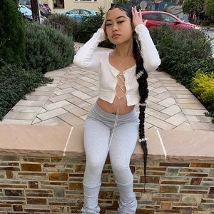 Diamond Lace Up Ribbed Top